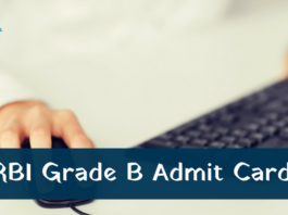 RBI Grade B Officer Admit Card 2018