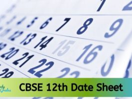 CBSE Class 12 Time Table 2021