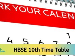 HBSE 10th Date Sheet 2025