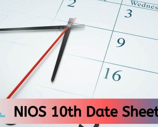 NIOS 10th Date Sheet 2020