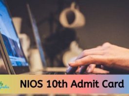 NIOS 10th admit card 2020