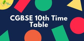 CGBSE 10th Time Table 2025