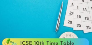 ICSE 10th Time Table 2023