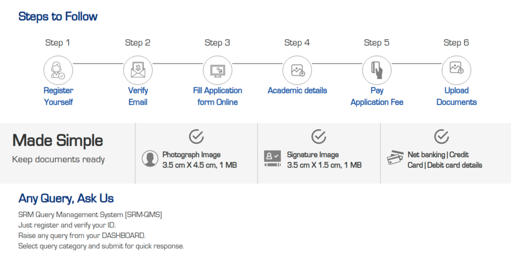 SRMJEEE Application Form 2023, Registration- Date, Fee Process