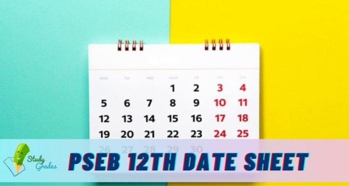 PSEB 12th date sheet 2025